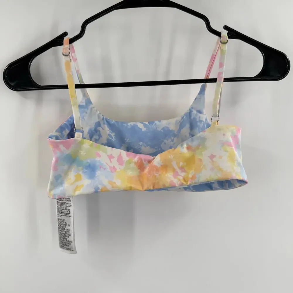 BILLABONG GIRLS Bikini Top Size 12 NEW On A Rainbow Reversible NWOT Tie Dye Swim